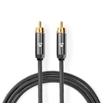 Nedis subwoofer Cable | RCA Han | RCA Han | Gull belagt | 5.00 m | Rund | 4.5 mm | Antrasitt / Gun Metal Grå | Cover boks