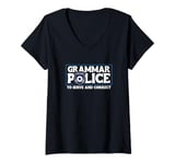 Womens Grammar Police - To Serve And Correct V-Neck T-Shirt