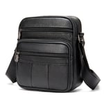 Aitoa nahkaa oleva crossbody-laukku retro-design Musta