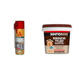 SIKA Boom 128 Tout en un, Mousse polyuréthane expansive Spécial Moyen Format : Expansion 20L & Sinto Rebouche Bois pour Gros Trous et Fissures Bois Clair - 500 g - Facile et Prêt à l’Emploi