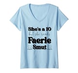 Womens Smutty Book Shirt Women Still Read Fairytales Spicy Faerie V-Neck T-Shirt