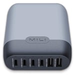 MiLi USB C Charger 140W Multiport Charging station, 6-Port GaN PD Travel USB Charging Hub with bag, 4 USB-C+2 USB-A Portable Fast Charger Plug Compatible with MacBook Pro/Laptop/iPad/iPhone/Samsung