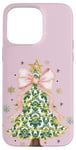 Coque pour iPhone 15 Pro Max Noeud en ruban rose coquette vert sapin de Noël Preppy Holiday