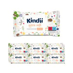 Kindii Lingettes Humides pour Bébés et Enfants Extra Soft Aloe - Protectives, Hydratantes, Régénératrices - Allantoïne, émollients, extrait d'aloès - pH Neutre - 12x60 pcs.