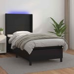 Sommier � lattes de lit matelas LED Noir 90x190 cm Similicuir