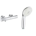 GROHE Mitigeur thermostatique douche Precision Get, montage mural, indicateur de température & 27597001 Tempesta 100 Douchette à main 2 jets, Chromé