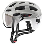 uvex Finale Visor - Secure City Bike Helmet for Men & Women - Visor - incl. LED Light - Sand - White Matt - 56-61 cm