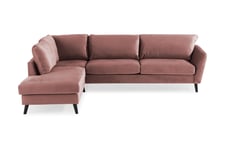 Trend Divansofa 3-seter Venstre Fløyel - Rosa Sofa med sjeselong Lyserød Concept 55