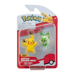 Pokémon PKW3358 - Figurine de Combat Pikachu & Felori - Figurines Officielles détaillées - 5 cm chacune