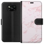 Tegnebogsetui til Xiaomi Poco X3 NFC med Rosa Hjerte motiv