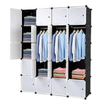 Alightup Armoire Penderie Modulable Portable Grande Capacité Storage avec Portes Étagère de Etagères Empilables Plastique Rangement Chambre Adultes pour Chaussures Vêtements (20 Cubes-Porte Blanche)