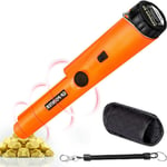 Pointeur Detecteur de Metaux Portable Étanche IP66 Metal Detector Balayage 360°pour Pièce de Monnaie Or Argent Bijoux Métal Orange