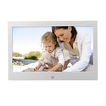 L.BAN Cadre Photo numérique, écran Large en métal 10 Pouces 1366x768 écran Couleur LCD Full HD Haute résolution, Lecteur MP3 / MP4 avec Interface HDMI, Cadeaux, Argent