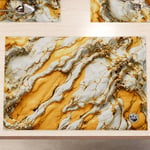 MARBLELIZED - Sets de Table américains lavables en Tissu, Sets de Table élégants Effet marbre Jaune (Lot de 6 à 30 x 45 cm), Sets de Table pour Le Petit-déjeuner, idée Cadeau 100% fabriqué en Italie