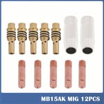 12pcs Poste a Souder Mig sans Gaz Embouts de Contact de Buse de Soudage 15AK mig/mag Support de Connecteur de Gaz 0,8 mm, Buse Gas Conique, Support