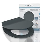 Schütte 82704 Soft-Close Mechanism, Quick Release, Slim Lid, Toilet Seat in Grey, Charcoal