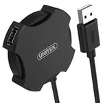 UNITEK Hub 4 Port USB 2.0 OTG, hub de données Distributeur multiport pour PC, Ordinateur Portable, Clavier, Souris, imprimante, compatibilité iOS (Mac) + Windows, 480Mbps, Plug&Play, Design OVNI Noir