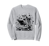 Skeleton Reading Book Floral Wisdom Funny Book Lover Sweatshirt