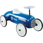 Vilac - Porteur Voiture Vintage de Police - Jouet en Métal - Roues Silencieuses - Volant Directionnel - Décoration - Bleu - pour Enfants à Partir de 18 Mois