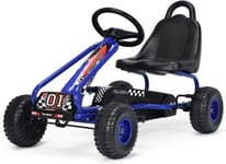 Go Kart pour Enfant Kart a Pedales Exterieur avec Siege Reglable sur 2 Positions Frein a Main Pneus Bleu