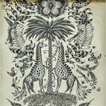 EMMA J SHIPLEY ANIMALIA KRUGER WALLPAPER MONOCHROME W0102/05 TROPICAL ANIMALS