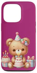 Coque pour iPhone 13 Pro Birthday Wishes Ours en peluche marron pour fille ou garçon