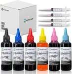 Kit De Recharge D'Encre Universelle Pour Imprimante À Jet D'Encre Eposn Canon Hp Brother Lexmark Samsung Dell Kodak Cartouches Rechargeables Système Ciss Cis 6 Couleurs 100 Ml Par Bouteille