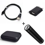 Pack pour JBL FLIP 5 (Cable Chargeur Type C Tresse 3m + Pochette + Batterie + Prise Secteur) Android - NOIR