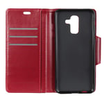 Mipcase Flip Phone Case with Magnetic Buckle, Leather Phone Cover with Card Slots and Wallet, Shockproof Kickstand Phone Shell for Samsung Galaxy A6 2018 (Dark Red)