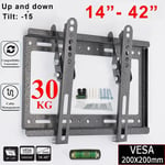 TILT TV WALL BRACKET MOUNT FOR 14 15 20 23 30 32 38 40 42 INCH 3D LCD LED PLASMA