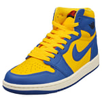 Nike Air Jordan 1 Retro Hi Womens Yellow Blue Fashion Trainers - 4 UK