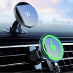 Beeasy Wireless Car Charger Magnetic 2 In 1, Compatible With Magsafe Car Mount/MagSafe Car Charger 15W Fast Charging,Car Phone Holder Wireless Charger Air Vent Mount for iPhone 16/15/14/13/12 Series