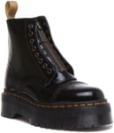 Dr Martens Vegan Sinclair In Black 8 Eye Zipped Tongue Platform Size UK 3 - 9