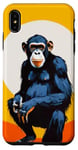 Coque pour iPhone XS Max Chimpanzé à l'horizon avec soleil dans le jeu de couleurs primate singe