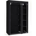 AIDUCHO Armoire De Rangement Penderie Tissu Armoire Chambre Portable Pour Chambre D'adulte Avec Housse 5 Couches - 110x45x175cm, Noir