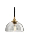 Chelsea Tinted Glass Dome Pendant, 8 Inch, Smoke Grey, Brass Holder