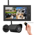 7 Inch LCD Wireless WIFI 4CH Security Monitor System Display+Camera 1pc IR C GF0