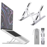 Voomy Support Ordinateur Portable, Support PC Portable à 6 Niveaux Réglables, Rehausseur Ordinateur Portable, Compatible avec Tous Les Ordinateurs Portables et Tablettes de 9 à 16", Argent