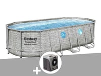 Kit piscine tubulaire ovale Bestway Power Steel SwimVista avec hublots 5,49 x 2,74 x 1,22 m + Pompe à chaleur