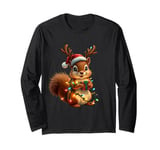 Funny Christmas Squirrel Lights Reindeer Antlers Christmas Long Sleeve T-Shirt