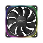 Geometric Future Squama 2503R Reverse blade RGB PWM fan -Black-120mm-1 pack-performance & silent Balance-Dual lighting Loop-Motherboard SYNC with 5V 3pin - 4pin PWM-W/O controller GEO-S2503RB-1