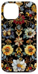 Coque pour iPhone 14 Beau motif abeilles et fleurs noires