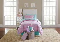 Lullaby Bedding Butterfly Garden Cotton Printed 4 pc Set, White, Pink, Purple, Comforter-Full