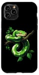 Coque pour iPhone 11 Pro Amoureux Drôles De Python D'arbre Vert, Serpents, Reptiles