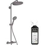 Colonne de douche thermostatique Hansgrohe Croma Select s 280 EcoSmart noir chromée brossée + nettoyant Briochin