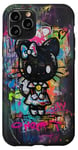 Coque pour iPhone 11 Pro Graffiti gothique noir Kitty Hello Halloween Print