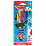 Maped 12 crayons de couleur COLOR'PEPS ''STRONG'' mine résistante en pochette carton