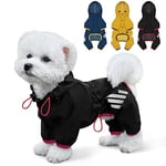 Manteau de Pluie pour Chien - Imperméable - avec Capuche - avec Trou pour la Laisse - Sangle réfléchissante - pour Chiens de Petite et Moyenne Taille - Vêtement léger pour Chiot - Noir - Taille XL