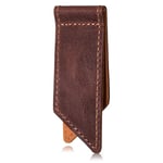 SURAZO Marque-page en cuir fabriqué à la main - En cuir véritable de qualité supérieure - Design compact - Marron - Idée cadeau pour les amateurs de livres - Style minimaliste pour hommes et femmes