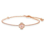 Swarovski Sparkling Dance bangle, Clover, Pink, Rose gold-tone plated